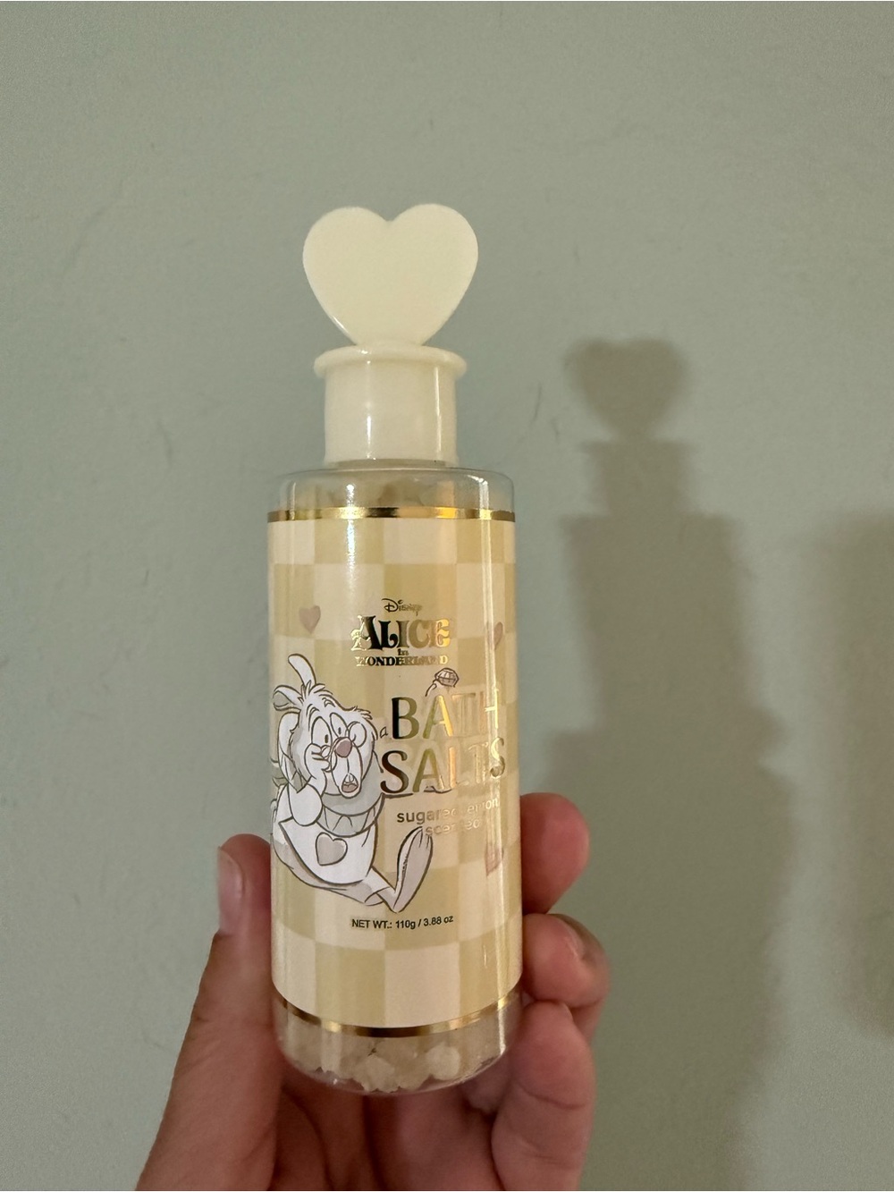 Disney Alice in Wonderland Cream & Gold Bath Salts with Heart Cap